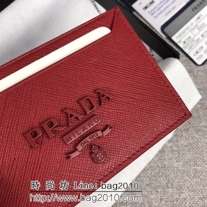 PRADA普拉達 專櫃最新款 十字紋牛皮 女士小卡包 1MC208 DD1238